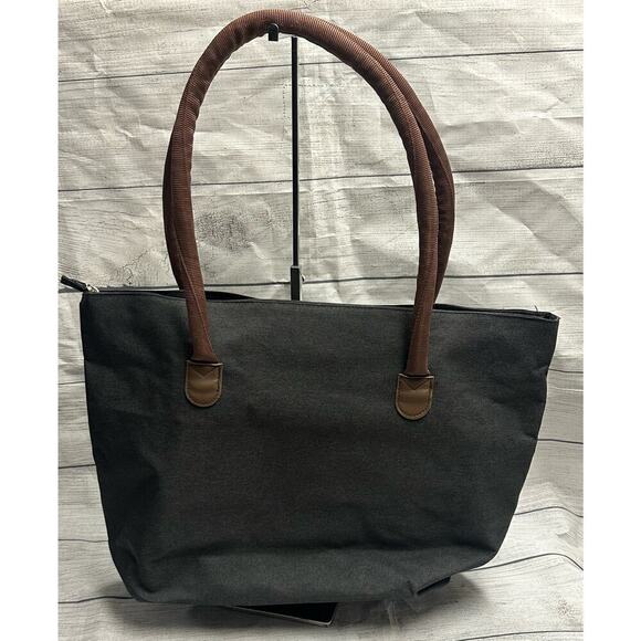 Bella Russo Charcoal Gray Weekender Canvas Bag Tote & Cosmetic Bag - Picture 9 of 12